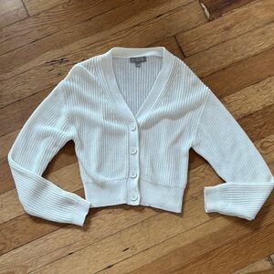 J crew cotton cashmere cardigan cropped size small ivory off white euc